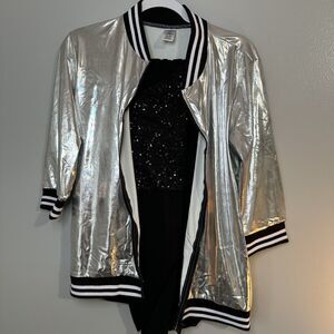 Weissam Size Adult L Metallic Jacket Black Sequin Pants Dance Costume Hip Hop